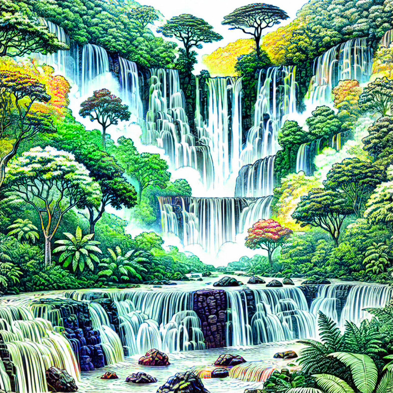 15. Manga Waterfalls in Lush Forest