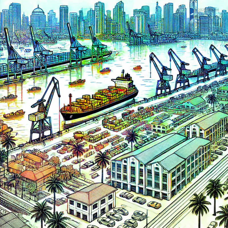 16. Douala Urban Harbor Scene