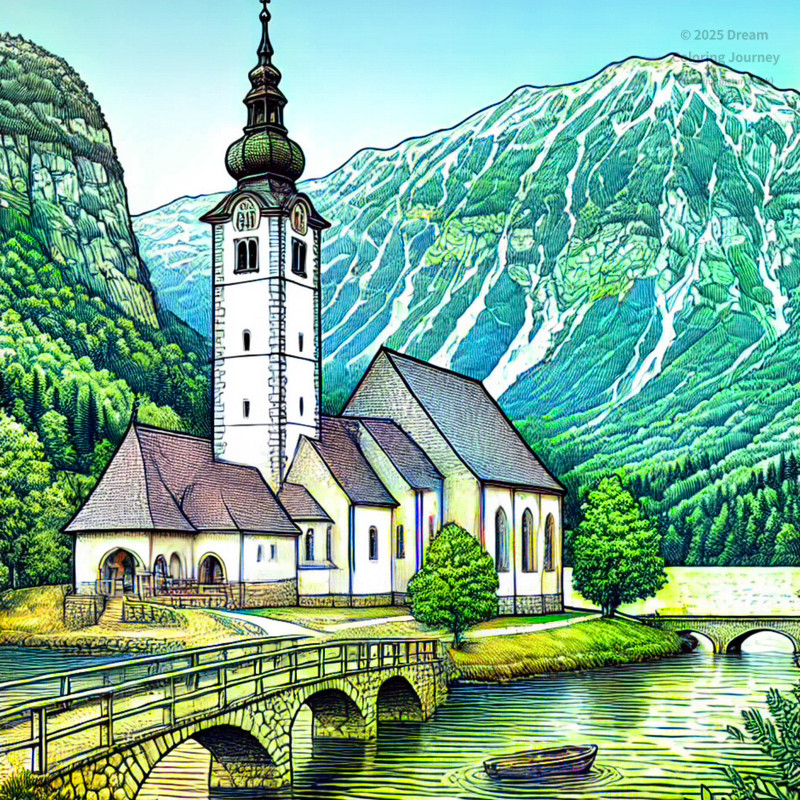 19. The Church of St. John the Baptist at Lake Bohinj
