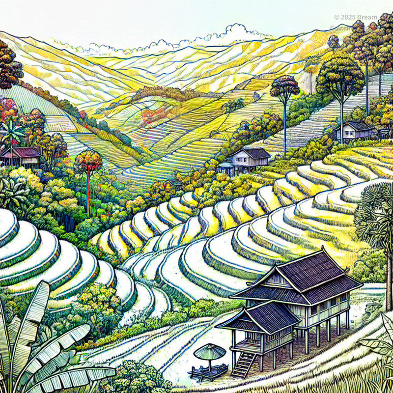 16. Terraced Rice Fields in Phou Khoun Village