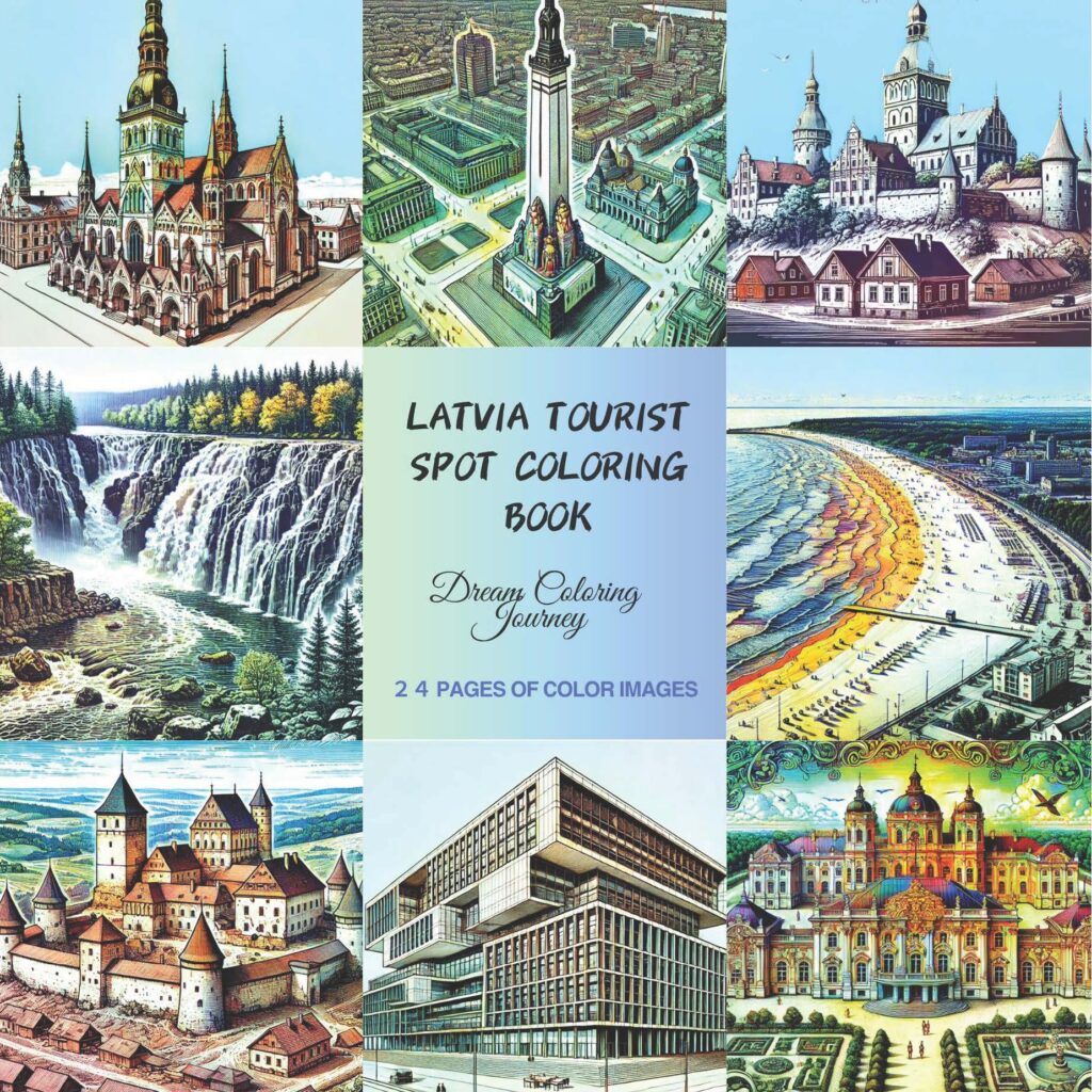 Latvia Tourist Spot Coloring Book 