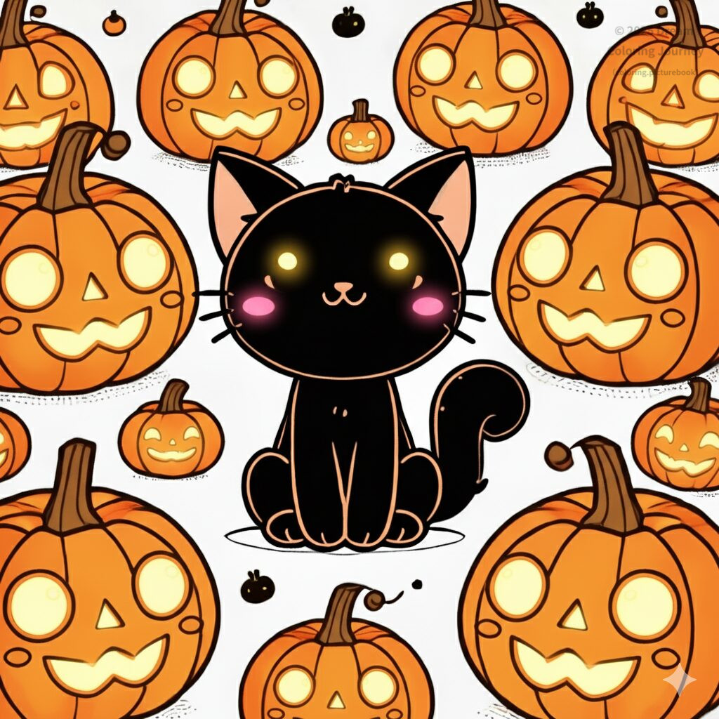 16. Pumpkin and Black Cat