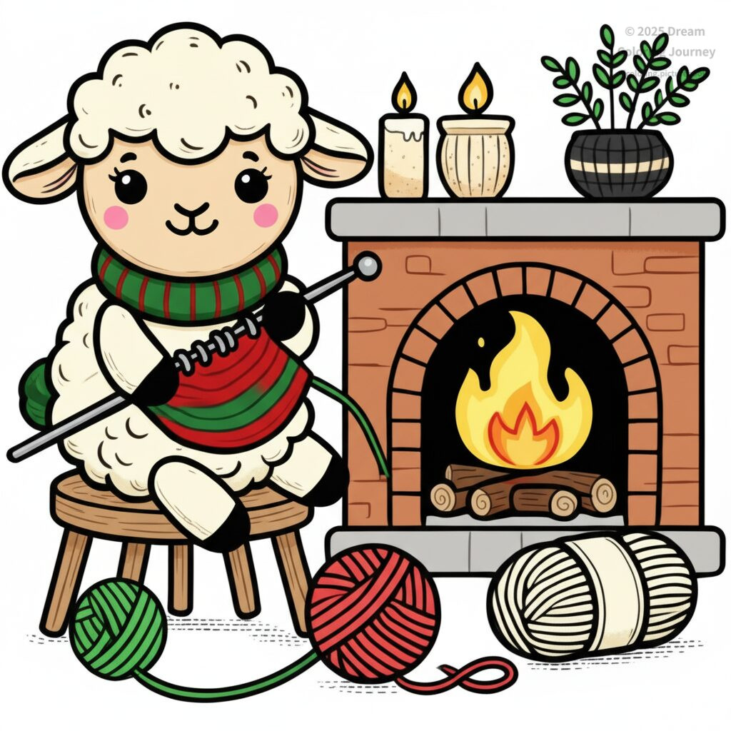 17. Knitting by the Fireplace